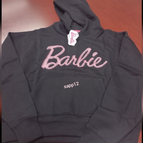 🆕BARBIE 🩷 LOGO BLACK/PINK  HOODIE - Picture 2 of 6